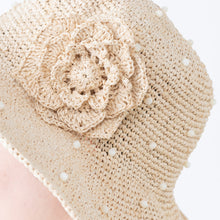 画像をギャラリービューアに読み込む, 手編み ナチュラル ラフィア フラワー コサージュ マダガスカル