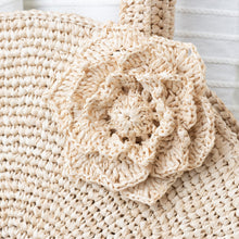 画像をギャラリービューアに読み込む, 手編み ナチュラル ラフィア フラワー コサージュ マダガスカル