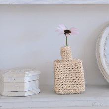 画像をギャラリービューアに読み込む, 手編み ナチュラル ラフィア インテリア バッグ 一輪挿し
